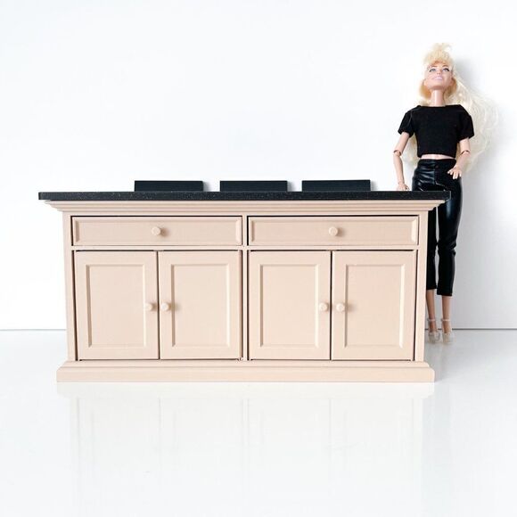 Barbie Integrity Doll Tan Kitchen Island 1:6 Scale 3 Matched Chairs 3D Printed - Picture 14 of 14